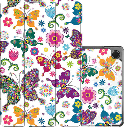 Hoes - Geschikt voor Samsung Galaxy Tab A9 - Dun & Stevig - Trifold Bookcase - Hard Cover - Hardcover Book Case - Tablet Hoesje - Vlinders