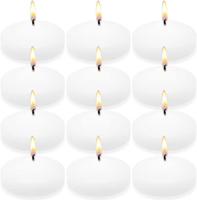 12x Grote Witte Drijvende Kaarsen 10 Uur zonder Geur voor Bruiloft Decoratie en Tafelstukken