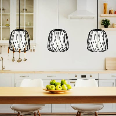 EGLO Hanglamp Floresta, zwart, lengte 89 cm, staal/glas, 3-lamps