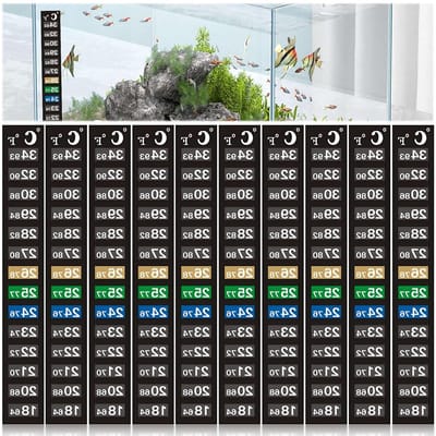Set van 10 Thermometer Stickers voor Aquarium, Digitale Temperatuurstickers, Nauwkeurige Temperatuurmeting in Celsius en Fahrenheit, Ideaal voor Aquariums en Terrariums