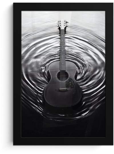 Poster in lijst - Fotolijst 20x30 cm - Posters - Gitaar - Hout - Water - Posterlijst zwart - Decoratie - Wanddecoratie woonkamer - Muurdecoratie slaapkamer