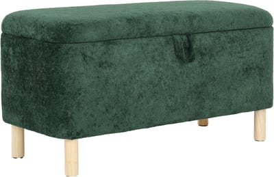 COLAMY Grote opbergkist - Ronde stoffen poef met omkeerbaar deksel - 80 liter - Multifunctionele voetensteun - verborgen opbergruimte - stevig en elegant - groen
