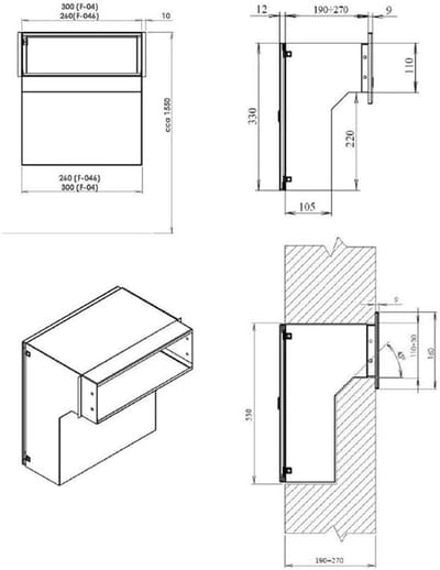 Brievenbus Muurdoorworp - Postbus Wandmontage - Post Ontvangen - Variabele Diepte - 19x30x19 cm - Roestvrij Staal