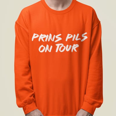 Oranje Koningsdag Sweater Prins Pils On Tour - MAAT XS - Feestkleding & Carnavalskleding