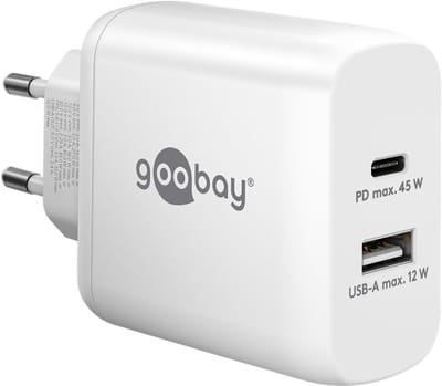 Goobay 65412 oplader voor mobiele apparatuur Hoofdtelefoons, Laptop, Smartphone, Tablet Wit AC Binnen
