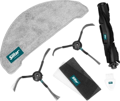 Sillar, set accessoires voor stofzuiger, vervangingsonderdelen, geschikt voor XIAOMI Viomi S9, 2 filters voor stofzuiger + 2 zijborstels, borstel/roterende rol + microvezelmop + reinigingsborstel, 6 stuks