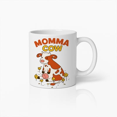 Momma Cow Mok 330ml – Schattige Cartoon Koe Koffiebeker – Grappig Boerderijdier Cadeau voor Moeders, Boeren & Koeliefhebbers