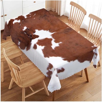 Boerderijdier Bruine Koeienhuid Print Rechthoekig Waterdicht Tafelkleed Feest Decor Keuken Eettafelkleed Koffietafel Decor 90x140cm