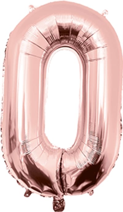 Cijfer ballon | Folieballon | Afmeting: 40cm | Kleur: Rose goud | Cijfer: 0