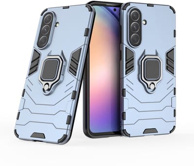MobyDefend Hoesje - Geschikt voor Samsung Galaxy A36 / Galaxy A56 - Dubbelgelaagde Pantsercase Met Standaard - Blauw