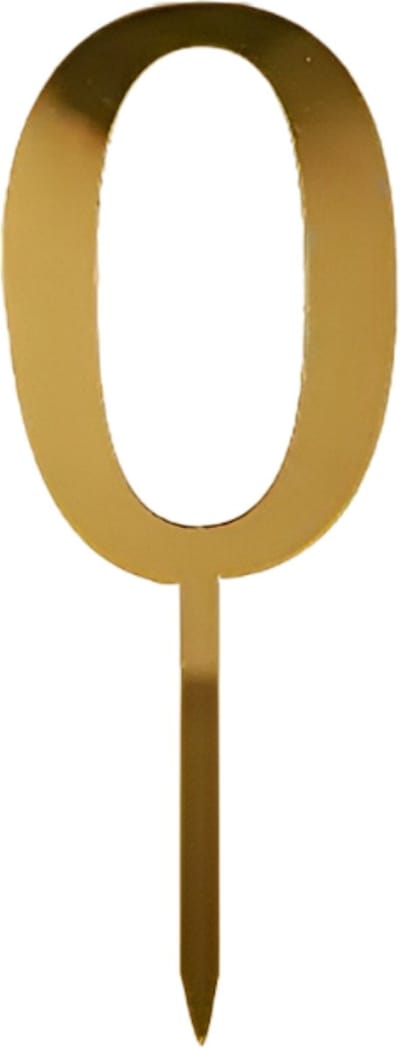 Cake Topper Cijfer 0 - Goud - 1 Stuk - Taarttopper - Taartdecoratie - Taartversiering