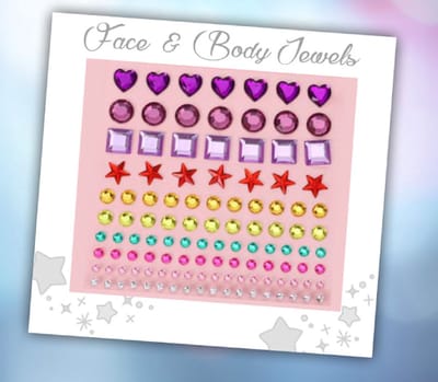 Face & Body Jewels (115 Diamantjes Regenboog) [Dots Strass Steentjes met Zelfklevend Plaklaag - Sticker Diamantjes voor Lichaam en Gezicht - Festival Tattoo Set Outfit Glitter - Juwelen Rhinestones Rhine stones - Plak Diamantjes]