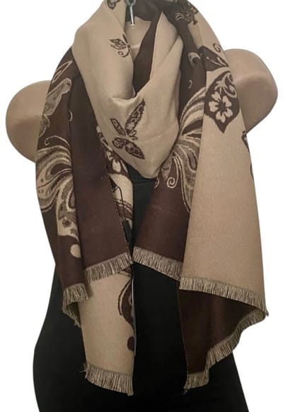 Sjaal met Vlindermotief – Herfst/Winter - 190x85CM bruin/khaki