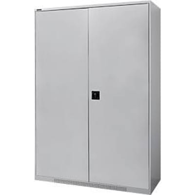 Schäfer Shop Genius FS vleugeldeurkast, staal, met ventilatiegaten, B 1343 x D 520 x H 1950 mm, 5 OH, witaluminium/wit-aluminium, tot 750 kg