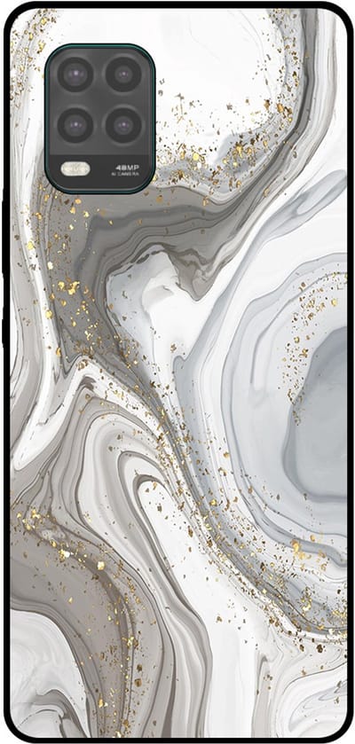 Smartphonica Telefoonhoesje Geschikt voor Xiaomi Mi 10 Lite met marmer opdruk - TPU backcover case marble design - Zilver geschikt voor Xiaomi Mi 10 Lite