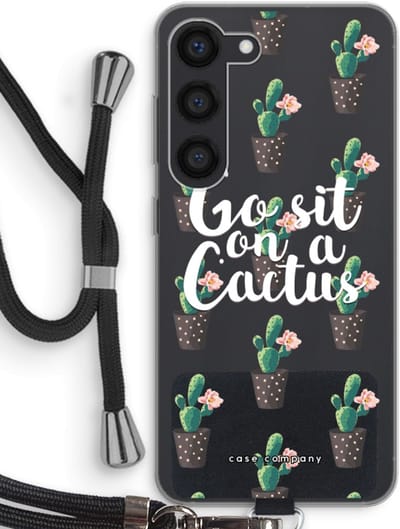 Case Company® - Hoesje met koord geschikt voor Samsung Galaxy S23 hoesje met Koord - Cactus quote - Telefoonhoesje met Zwart Koord - Bescherming aan alle Kanten en Over de Schermrand