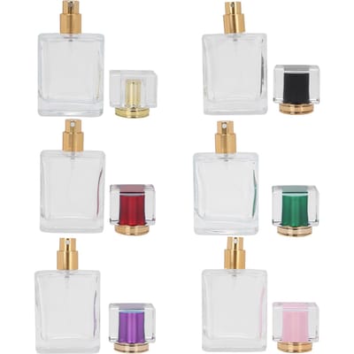 6 pcs Flacon de Parfum en Verre Rechargeable Flacon Vaporisateur Vide Atomiseur de Parfum Distributeur 50ml white