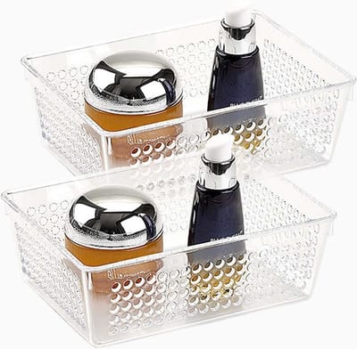 Plasticforte Organizer / opbergmandje - Set van 5x stuks - kunststof - transparant - 18 x 13 x 6.5 cm - lade verdelers - vakjes maken