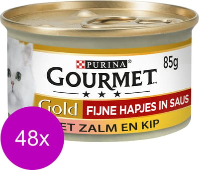 Gourmet Gold Fijne Hap Zalm/Kip - Kattenvoer - 48 x 85 g