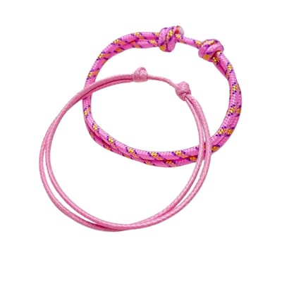Bovista Armband - Staal - Nep Zilver - Dames - 2 St - Roze