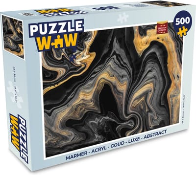 Puzzel Marmer - Acryl - Goud - Luxe - Abstract - Legpuzzel - Puzzel 500 stukjes