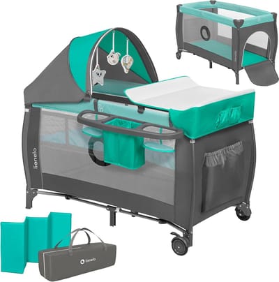 Reisbedje 4-in-1 voor Baby met Verschoontafel, Speelboog en Draagtas - Compact en Veilig voor Thuis en op Reis