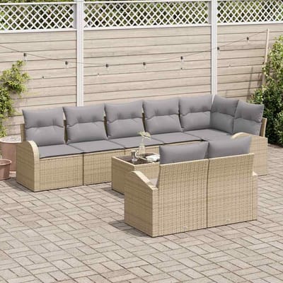 vidaXL - Tuinbank - Set - 9 - st - 8-Aantal - zitplaatsen - Beige - en - Grijs