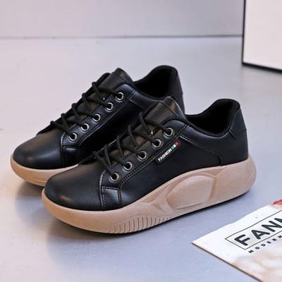 WTEMPO Veterschoen Dames Enkele Schoen Dikke Zool Verhoogd Modieus Wit Zachte Zool Comfortabel en Veelzijdig Sportieve Casual Schoenen Dropshipping Groothandel 35 zwart