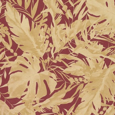 Natuur behang Profhome 790635-GU vliesbehang hardvinyl warmdruk in reliëf licht gestructureerd met bloemmotief subtiel glanzend rood wijnrood goud okergeel 5,33 m2