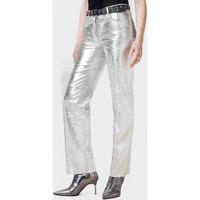 AllSaints Saige Foil Trouser Silver Taglia: 6 | Pantaloni Outlet | Donna | Grigio