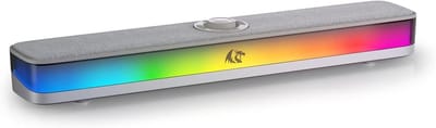 Desktop Soundbar - PC Luidsprekers - Muziek Luisteren - 2.0 Stereo Geluid - Compact Ontwerp - Grijs