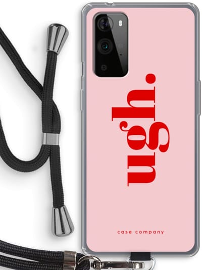 Case Company® - Hoesje met koord geschikt voor OnePlus 9 Pro hoesje met Koord - Ugh - Telefoonhoesje met Zwart Koord - Bescherming aan alle Kanten en Over de Schermrand