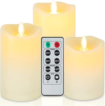 LED Kaarsen 3 stuks-Waterproof Flikkerende Vlamloze Kaarsen, Buiten en Binnen Batterij-aangedreven LED Kaarsen met afstandsbediening, Bewgende vlam, Ivory Frosted