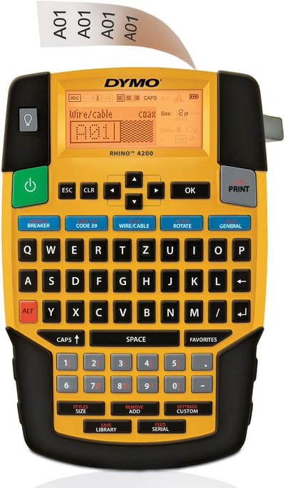 DYMO Rhino 4200 Draagbare Industriële Labelmaker | QWERTZ-toetsenbord | Compacte, tijdbesparende labelprinter voor professionals, die veel onderweg zijn