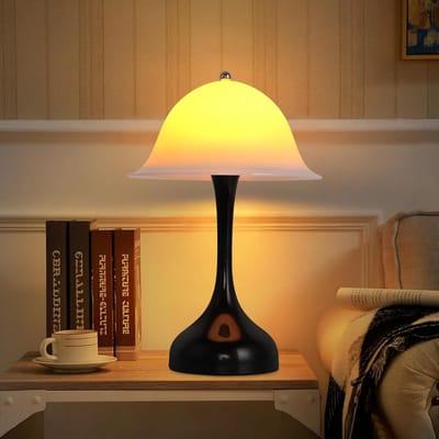 Glitzerlife - LED Tafellamp - Nachttafellamp - Touch bediening - Dimmbaar - Draadloos oplaadbaar - ABS kunststof - Modern design - Ø16cm - Zwart - Werkruimte slaapkamer woonkamer