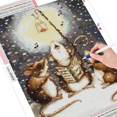 5D Diamond schilderij kruissteek muis dier volledige vierkante diamanten borduurwerk Winter 20X30CM gray