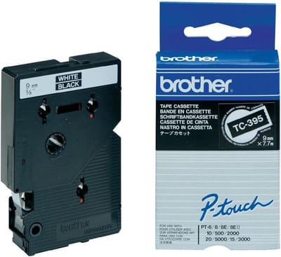 P-Touch TC-395 white on black 9mm