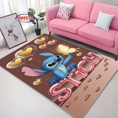 NR.3 Disney Lilo & Stitch Thema Tapijt! Slaapkamer Woonkamer Bedmat, Antislip Exquise Huisdecoratie, Duurzaam Machinewasbaar Kleed 90x130cm (35x51in)