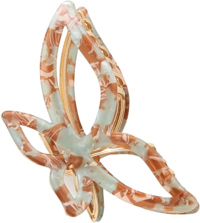 Emilie collection - haarklem - vlinder - bruin - mintgroen - geometrisch metaal