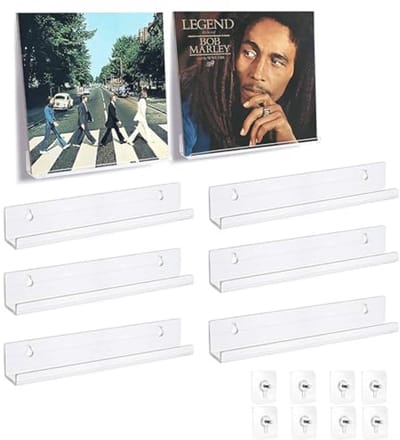 Transparante Vinylplaathouders - Set van 8 Wandhouders voor Grammofoonplaten en Kunstwerken