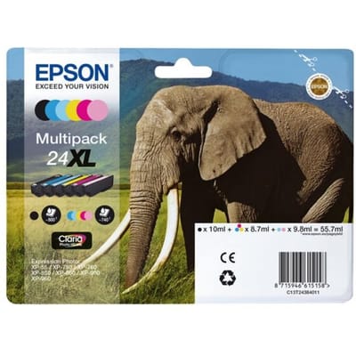 Epson Inktcartridge T2438, 24XL Origineel Combipack Zwart, Cyaan, Magenta, Geel, Foto cyaan, Foto magenta C13T24384011