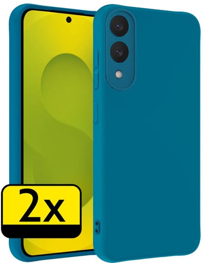 Hoesje - 2 Stuks - Geschikt voor Samsung Galaxy S25 Edge - Sterk & Shockproof - Case Siliconen - Back Cover - Telefoon Hoes - Telefoonhoesjes - Donkerblauw
