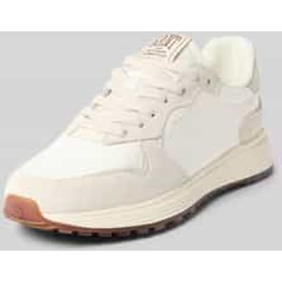 Sneakers van leermix met logodetail model 'Beywin'