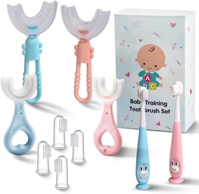 Baby Tandenborstel Set - Peuter Poetsborstel - Tandjes Poetsen - U-vormige Reiniging - 10 Stuks - Multicolor