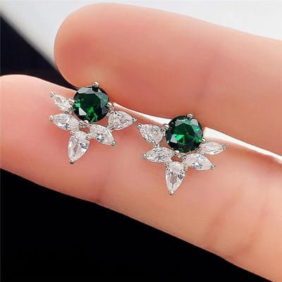 Huitan Chic groene oorbellen met zirkonia steentjes voor dames, geschikt voor dagelijks gebruik, moderne mode, damesaccessoires, een stijlvol cadeau, luxe sieraden brown