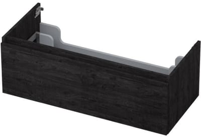 INK - Onderkast 1 Lade Greeploos met Houten Keerlijst - 1000x450x350 Mm - Houtskool Eiken