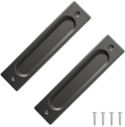 Set van 2 Schroefmontage Haaks Schuifdeurgrepen – Vlakke Inbouwgrepen van Aluminiumlegering – – Voor Schuifdeuren, Kasten en Lades – Grijs, 149 mm