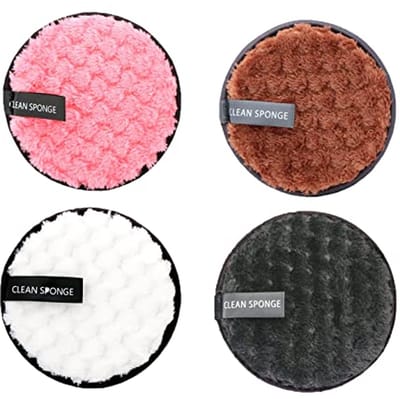 Wasbare wattenschijfjes en biologisch katoenen make-up remover sponzen - 4 stuks