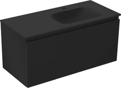 Mexen Orio badkamerkast 100 cm met wastafel Vela rechts, 1S, 1D, zwart mat - 91A13-10047-3-BBFF71-W23P71