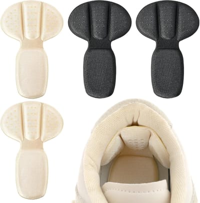Adhesieve hielbeschermers van mesh stof, 4 herbruikbare hielgrips voor grote schoenen, blaarpreventie en comfort voor dames en heren
